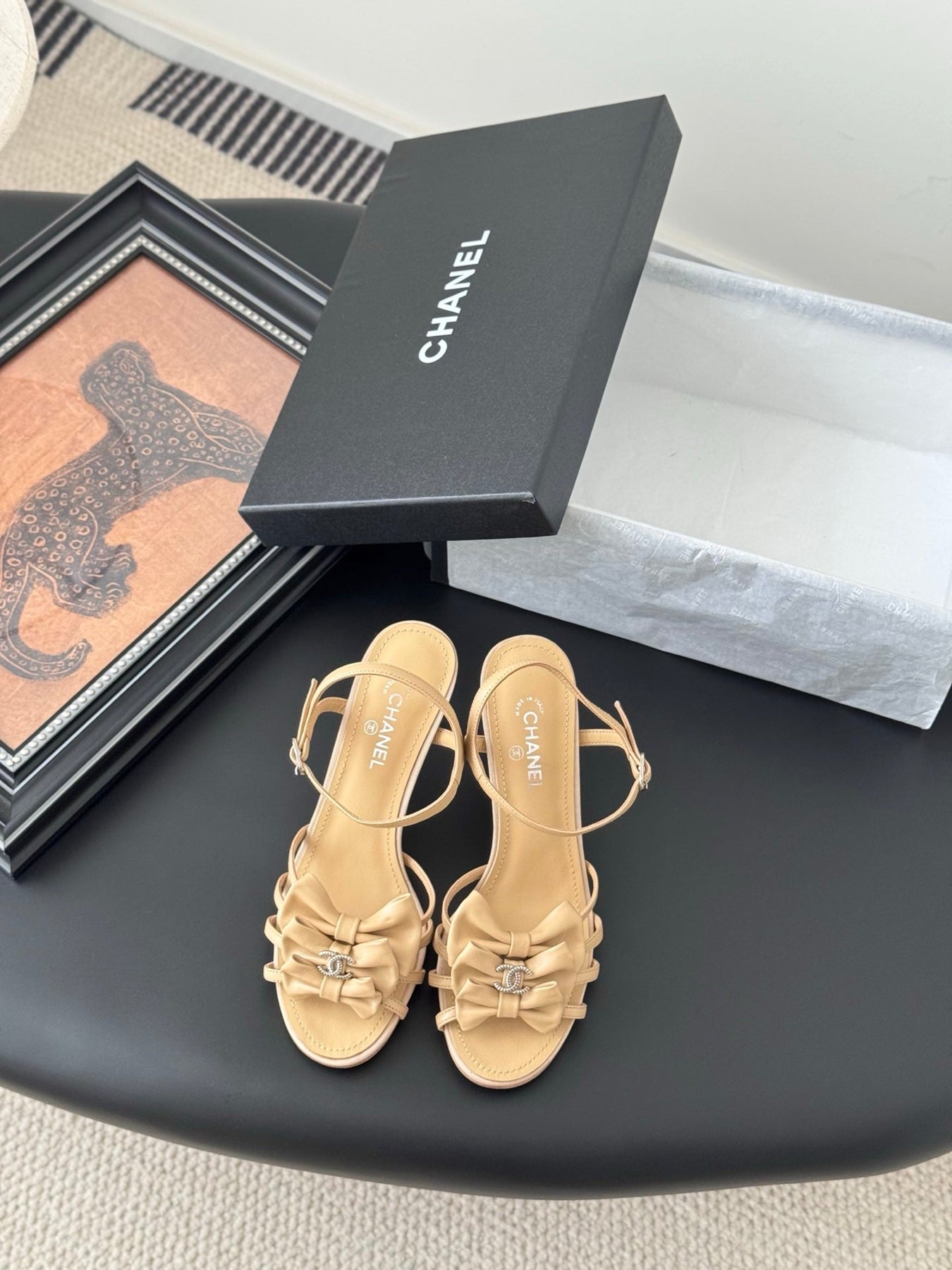 HIGH HEELS SANDALS IN TAN BEIGE SHEEPSKIN