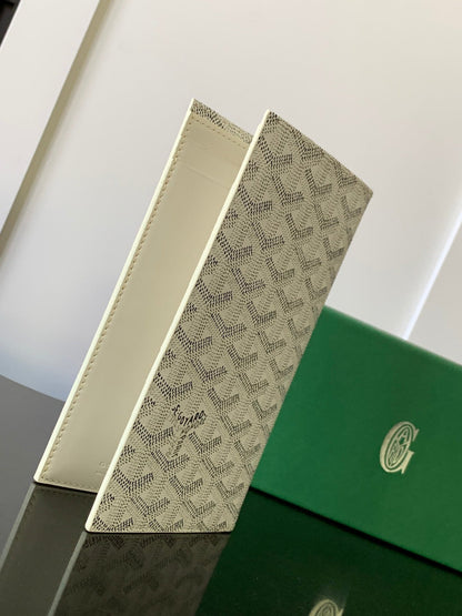 RICHELIEU CHECKBOOK WALLET 19 IN WHITE GOYARDINE CANVAS AND CALFSKIN