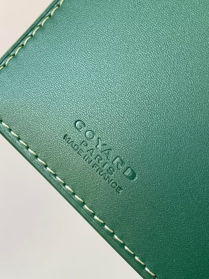 RICHELIEU CHECKBOOK WALLET 19 IN GREEN GOYARDINE CANVAS AND CALFSKIN