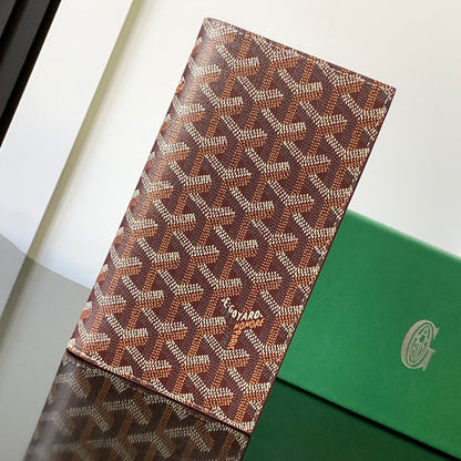 RICHELIEU CHECKBOOK WALLET 19 IN BURGUNDY RED GOYARDINE CANVAS AND CALFSKIN