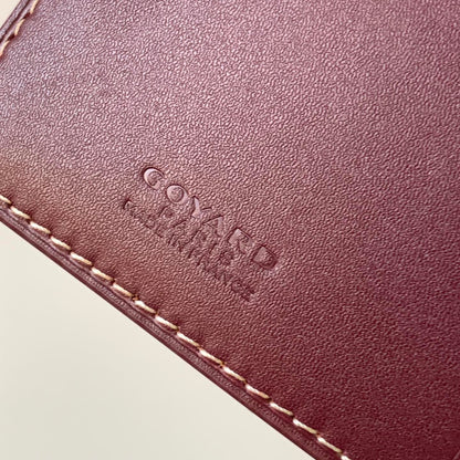 RICHELIEU CHECKBOOK WALLET 19 IN BURGUNDY RED GOYARDINE CANVAS AND CALFSKIN