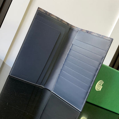 RICHELIEU CHECKBOOK WALLET 19 IN NAVY BLUE GOYARDINE CANVAS AND CALFSKIN