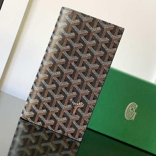 RICHELIEU CHECKBOOK WALLET 19 IN BROWN GOYARDINE CANVAS AND CALFSKIN