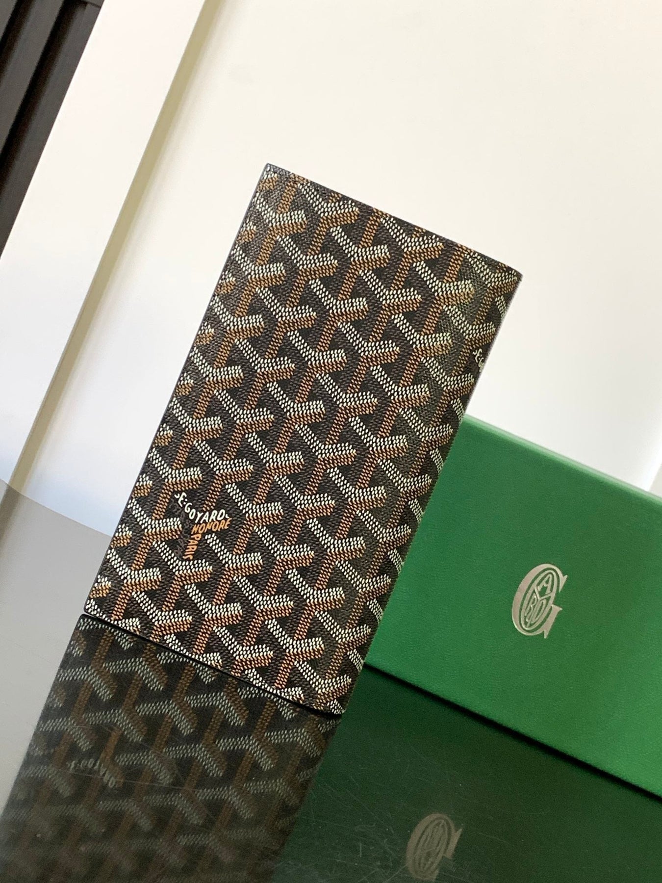 RICHELIEU CHECKBOOK WALLET 19 IN BROWN GOYARDINE CANVAS AND CALFSKIN