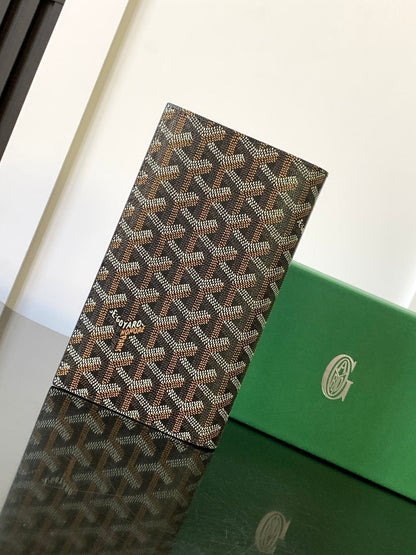 RICHELIEU CHECKBOOK WALLET 19 IN BROWN GOYARDINE CANVAS AND CALFSKIN