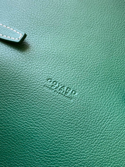 CHYPRE WALLET-POUCH 21 IN GREEN GOYARDINE CANVAS AND CALFSKIN