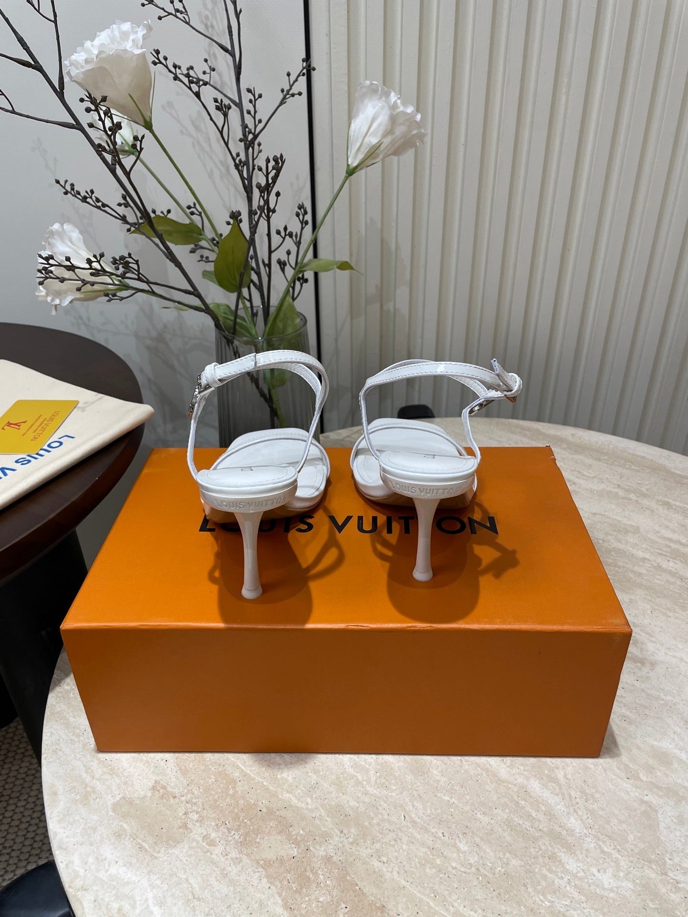 6AM HIGH SANDAL 95 MM IN WHITE PATENT LAMBSKIN