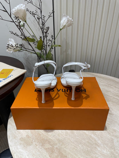 6AM HIGH SANDAL 95 MM IN WHITE PATENT LAMBSKIN