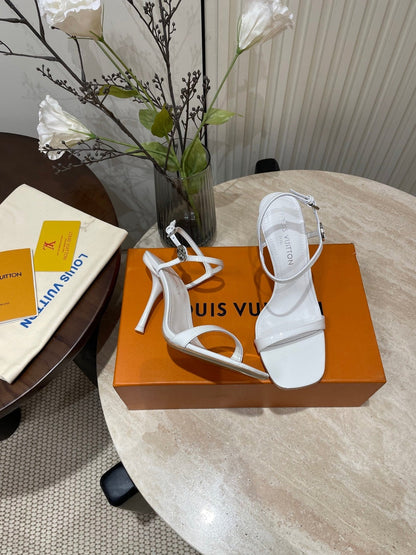 6AM HIGH SANDAL 95 MM IN WHITE PATENT LAMBSKIN