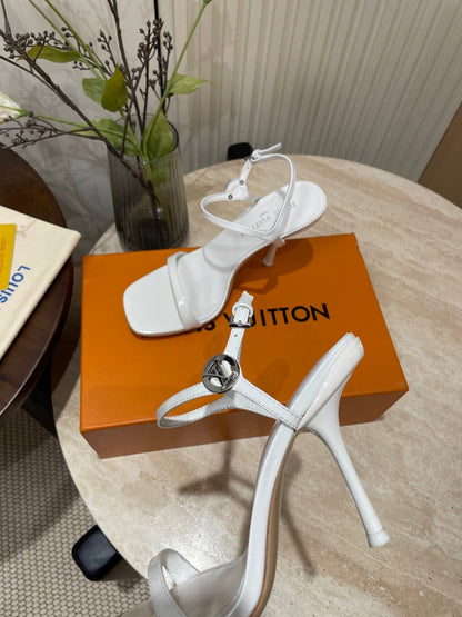 6AM HIGH SANDAL 95 MM IN WHITE PATENT LAMBSKIN