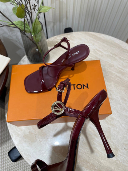6AM HIGH SANDAL 95 MM IN WINE RED PATENT LAMBSKIN