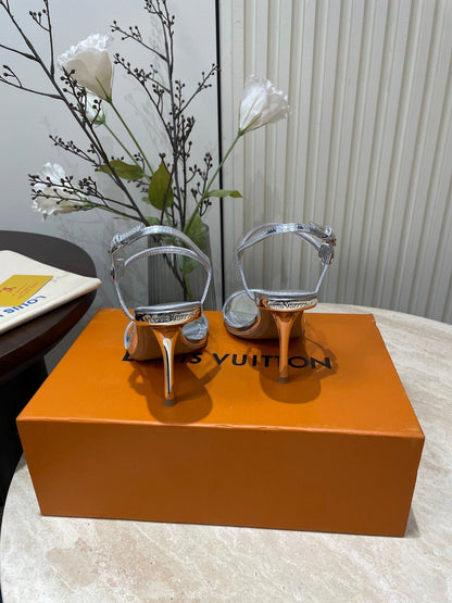 6AM HIGH SANDAL 95 MM IN SILVER LAMBSKIN