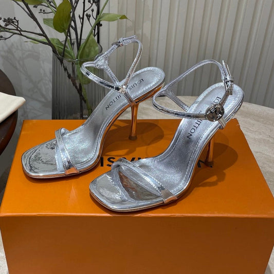 6AM HIGH SANDAL 95 MM IN SILVER LAMBSKIN