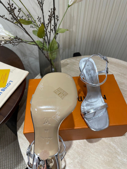 6AM HIGH SANDAL 95 MM IN SILVER LAMBSKIN