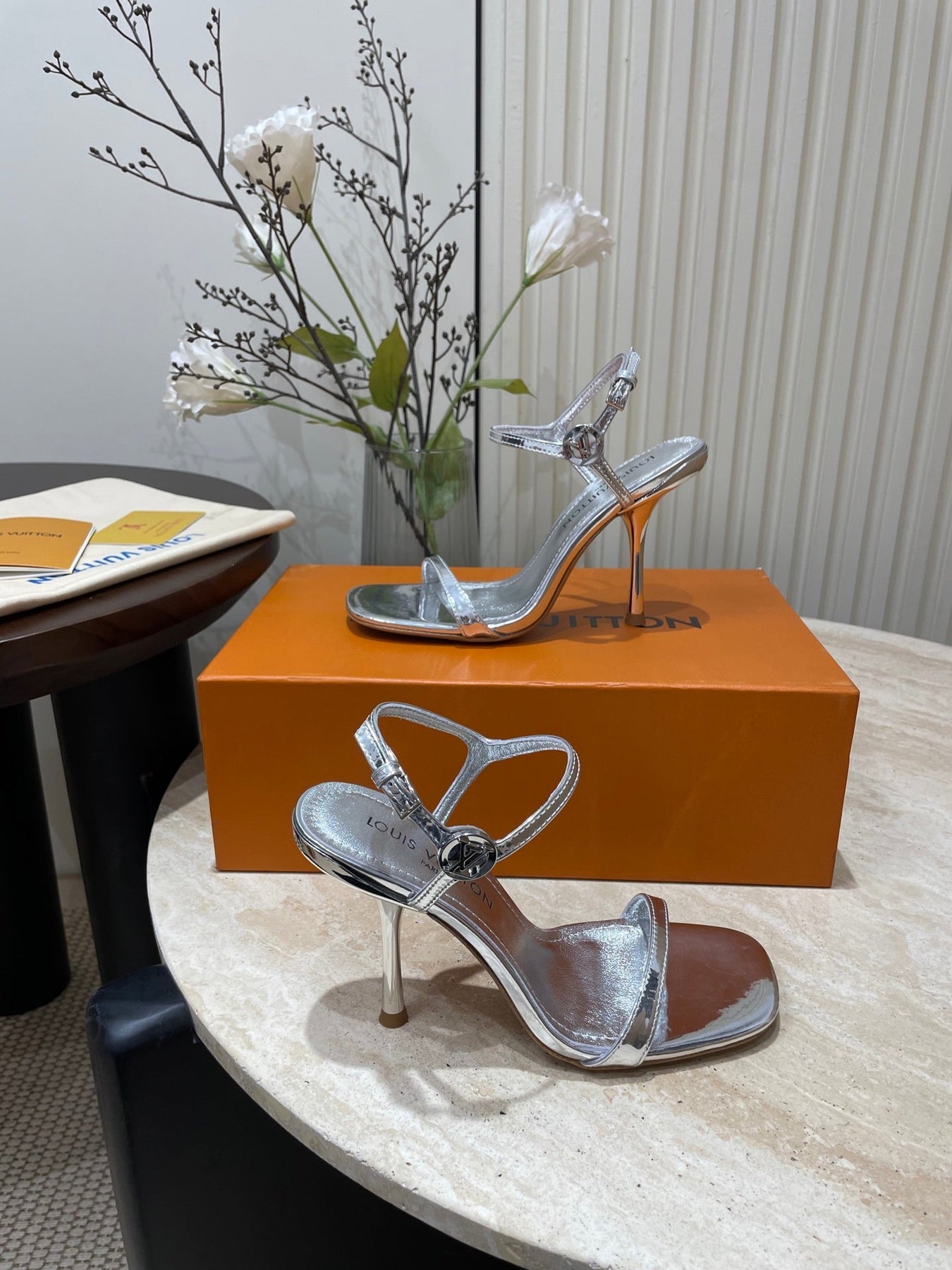 6AM HIGH SANDAL 95 MM IN SILVER LAMBSKIN