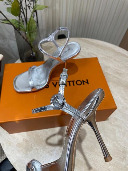 6AM HIGH SANDAL 95 MM IN SILVER LAMBSKIN