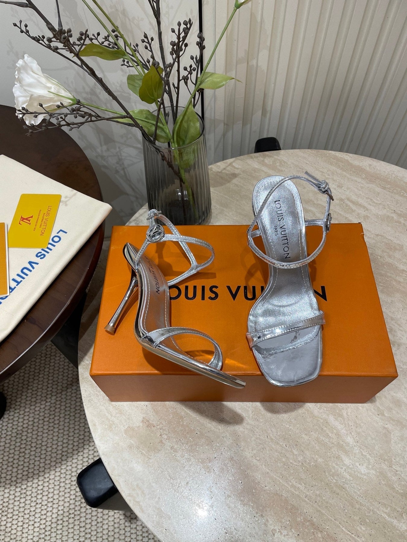 6AM HIGH SANDAL 95 MM IN SILVER LAMBSKIN