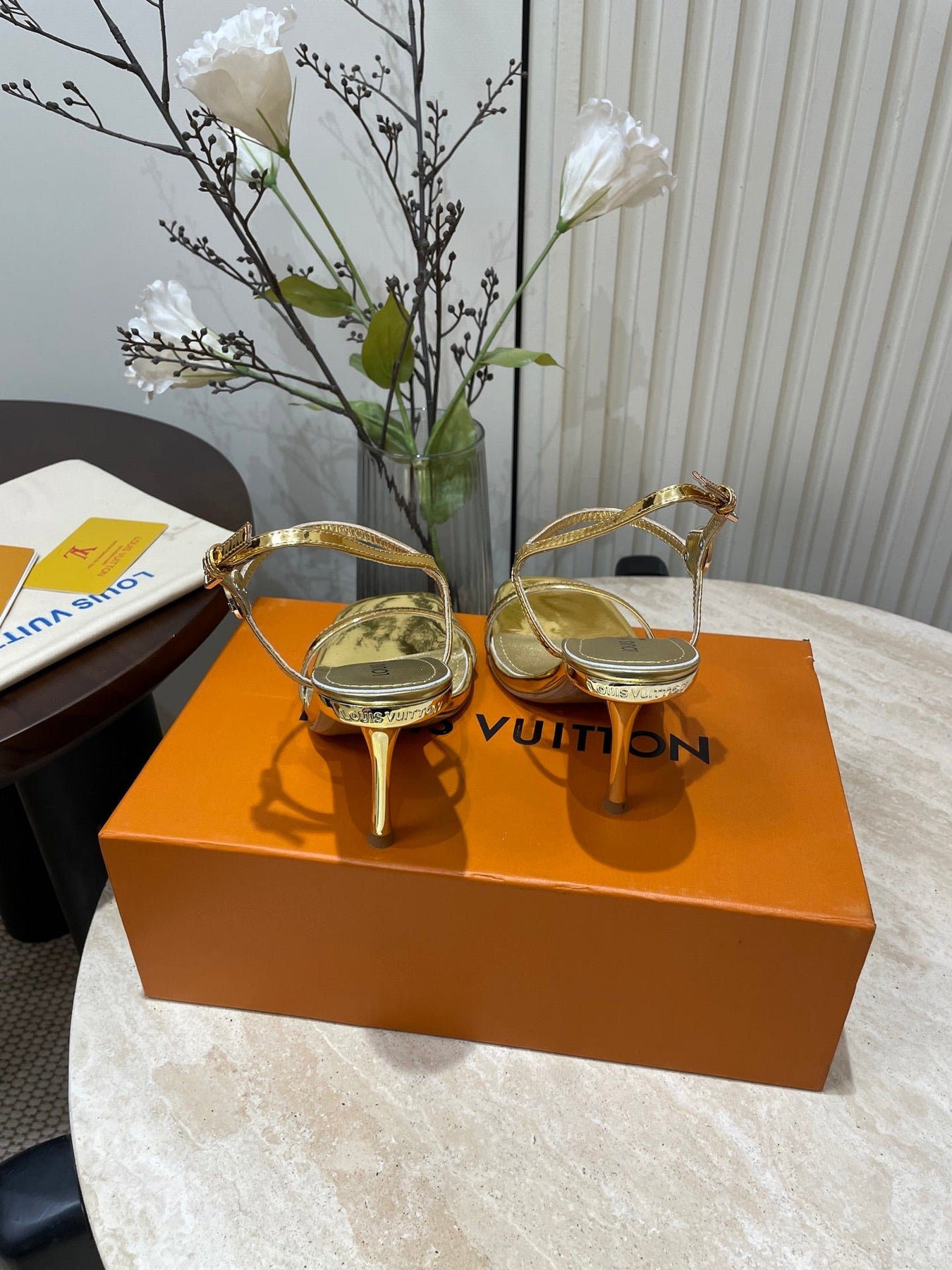 6AM HIGH SANDAL 95 MM IN GOLD LAMBSKIN