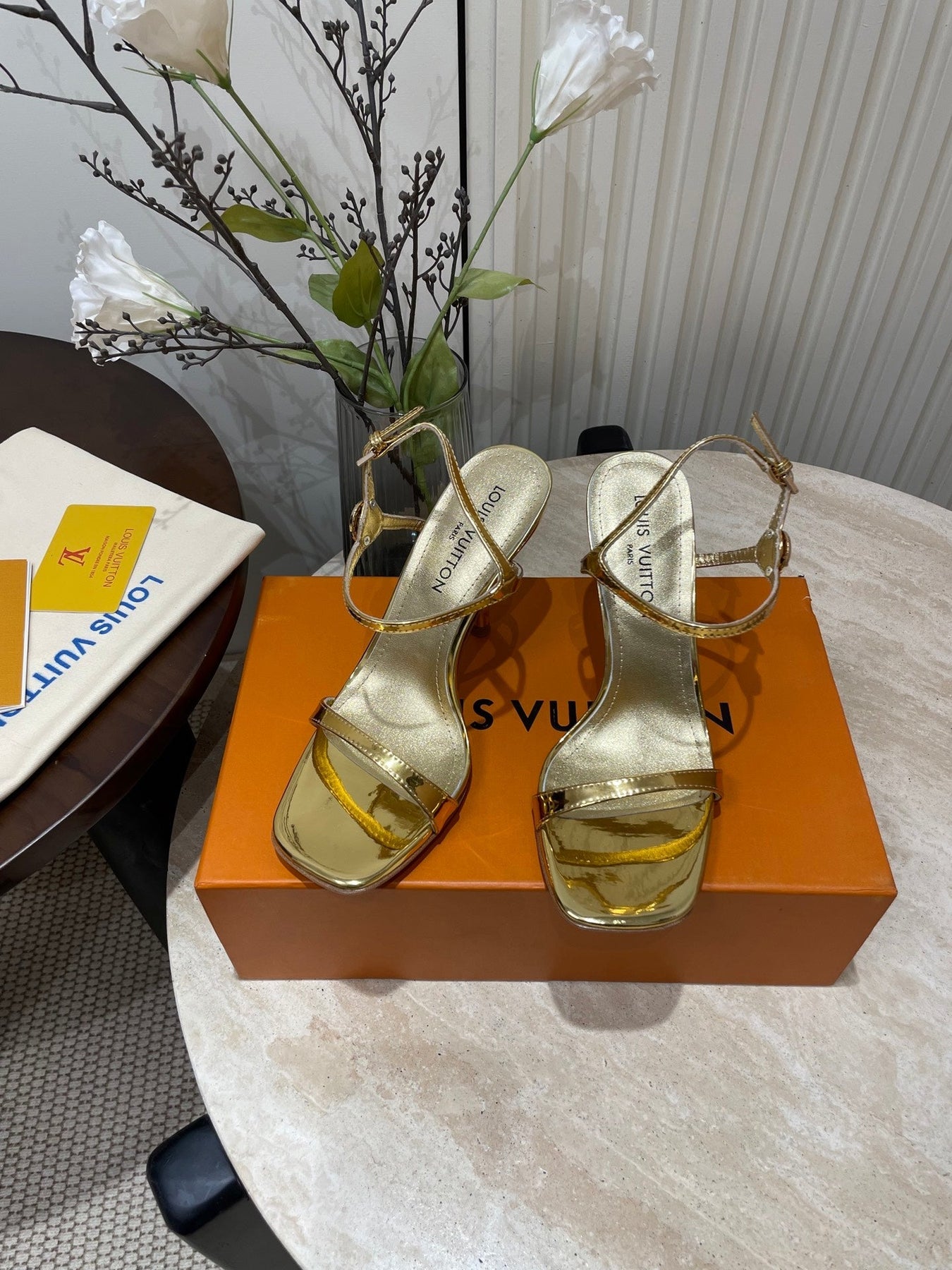 6AM HIGH SANDAL 95 MM IN GOLD LAMBSKIN