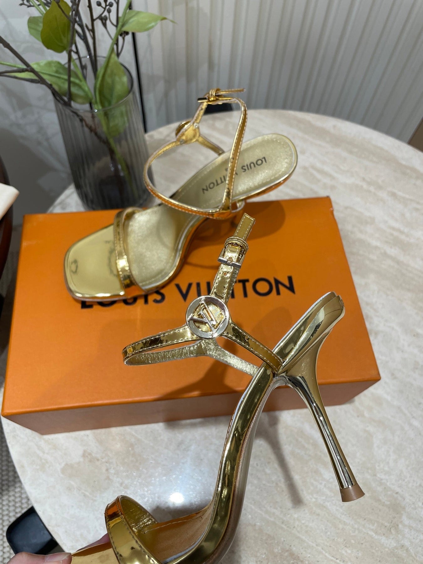 6AM HIGH SANDAL 95 MM IN GOLD LAMBSKIN