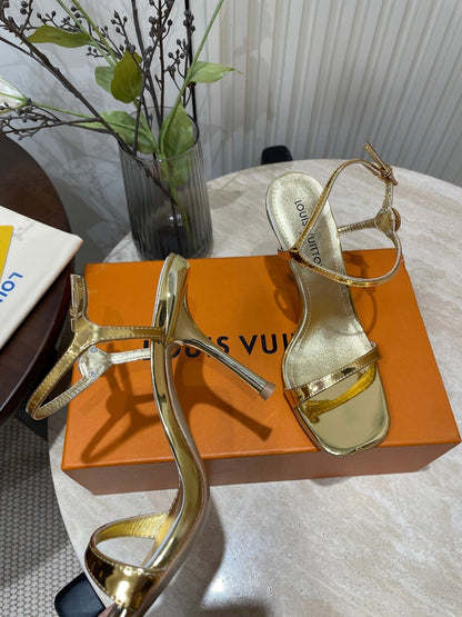 6AM HIGH SANDAL 95 MM IN GOLD LAMBSKIN