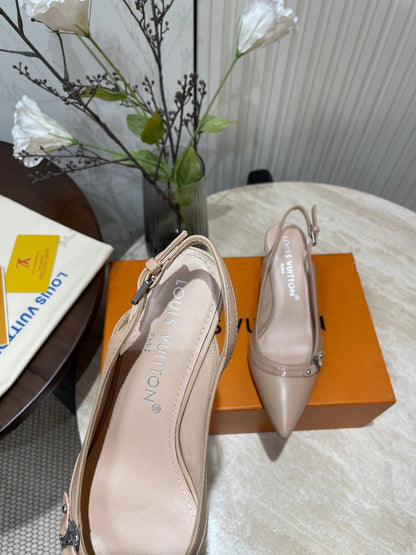 HIGH SLINGBACKS 5 CM IN BEIGE CREAM CALFSKIN