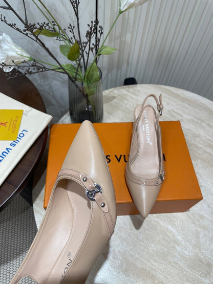 HIGH SLINGBACKS 5 CM IN BEIGE CREAM CALFSKIN