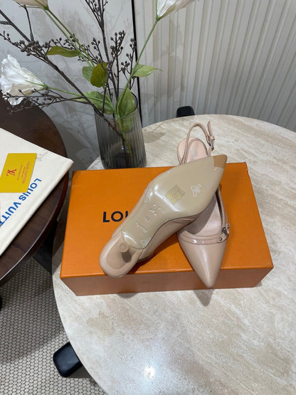 HIGH SLINGBACKS 5 CM IN BEIGE CREAM CALFSKIN