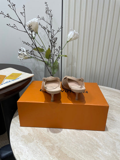 HIGH SLINGBACKS 5 CM IN BEIGE CREAM CALFSKIN