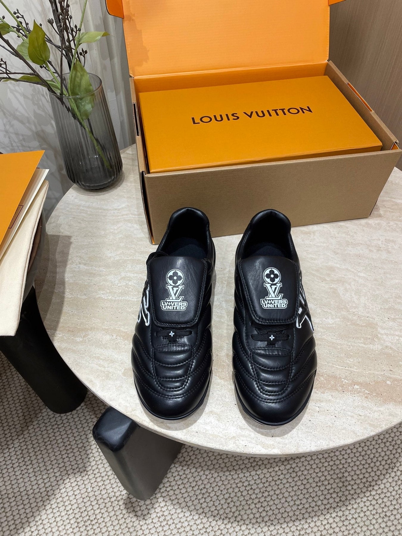 FOOTPRINT SOCCER SNEAKER IN BLACK CALFSKIN