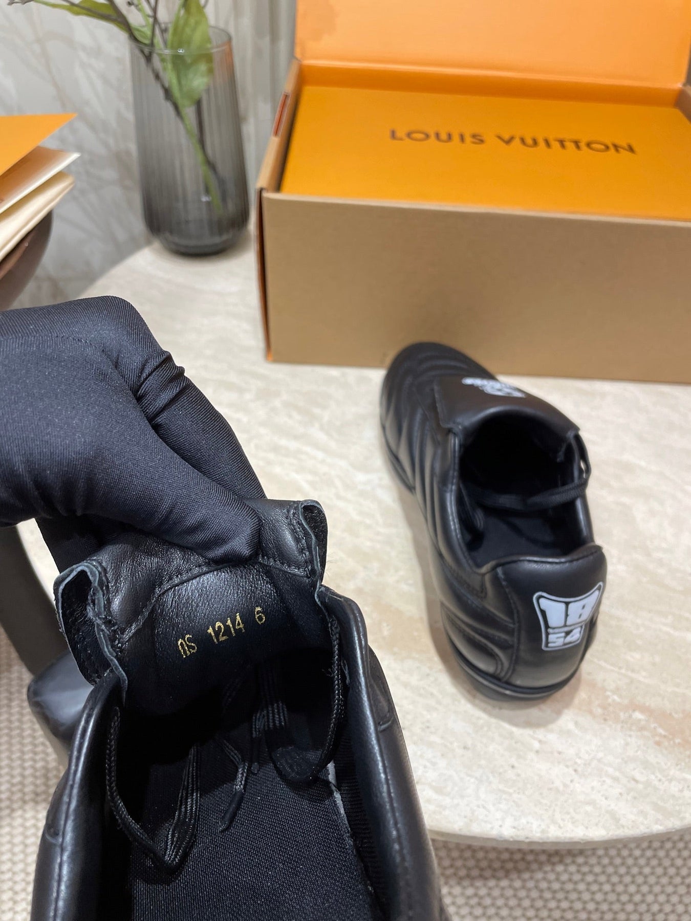 FOOTPRINT SOCCER SNEAKER IN BLACK CALFSKIN