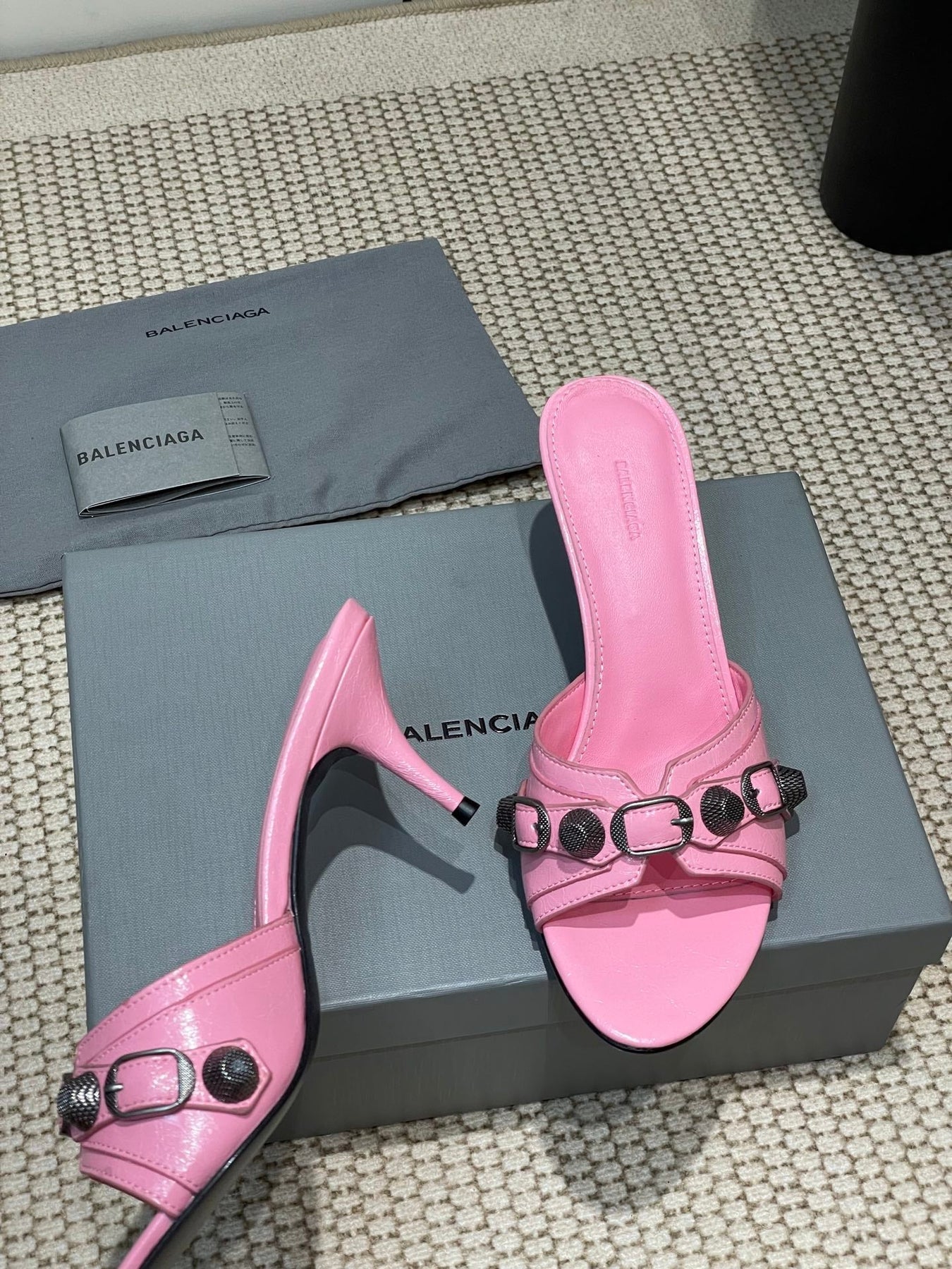 CAGOLE HIGH MULES IN SHOCKING PINK OIL-WAX SHEEPSKIN