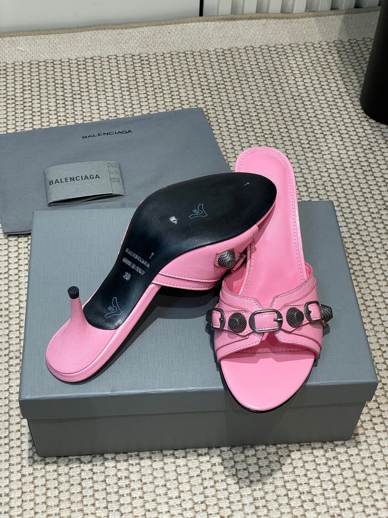 CAGOLE HIGH MULES IN SHOCKING PINK OIL-WAX SHEEPSKIN