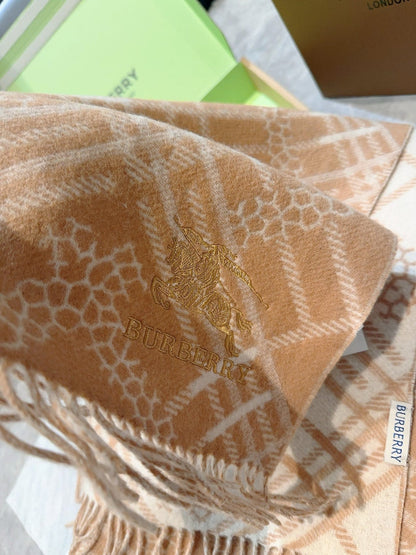 CLASSIC CHECK SCARF 168 CM IN CIDER BROWN CASHMERE 396322