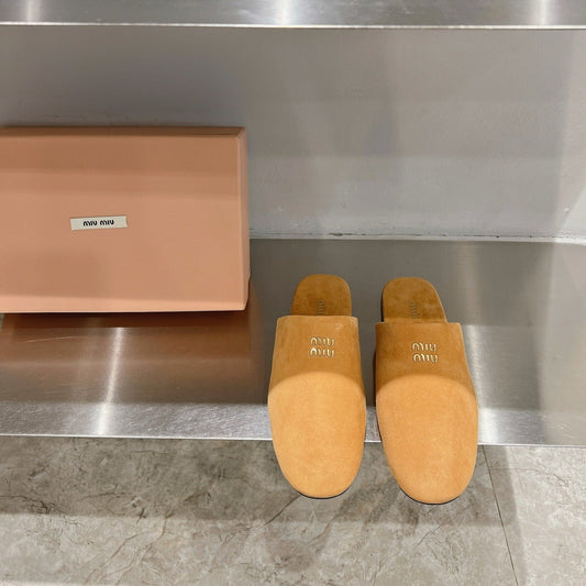 Mules Slippers Copper Color Lambskin