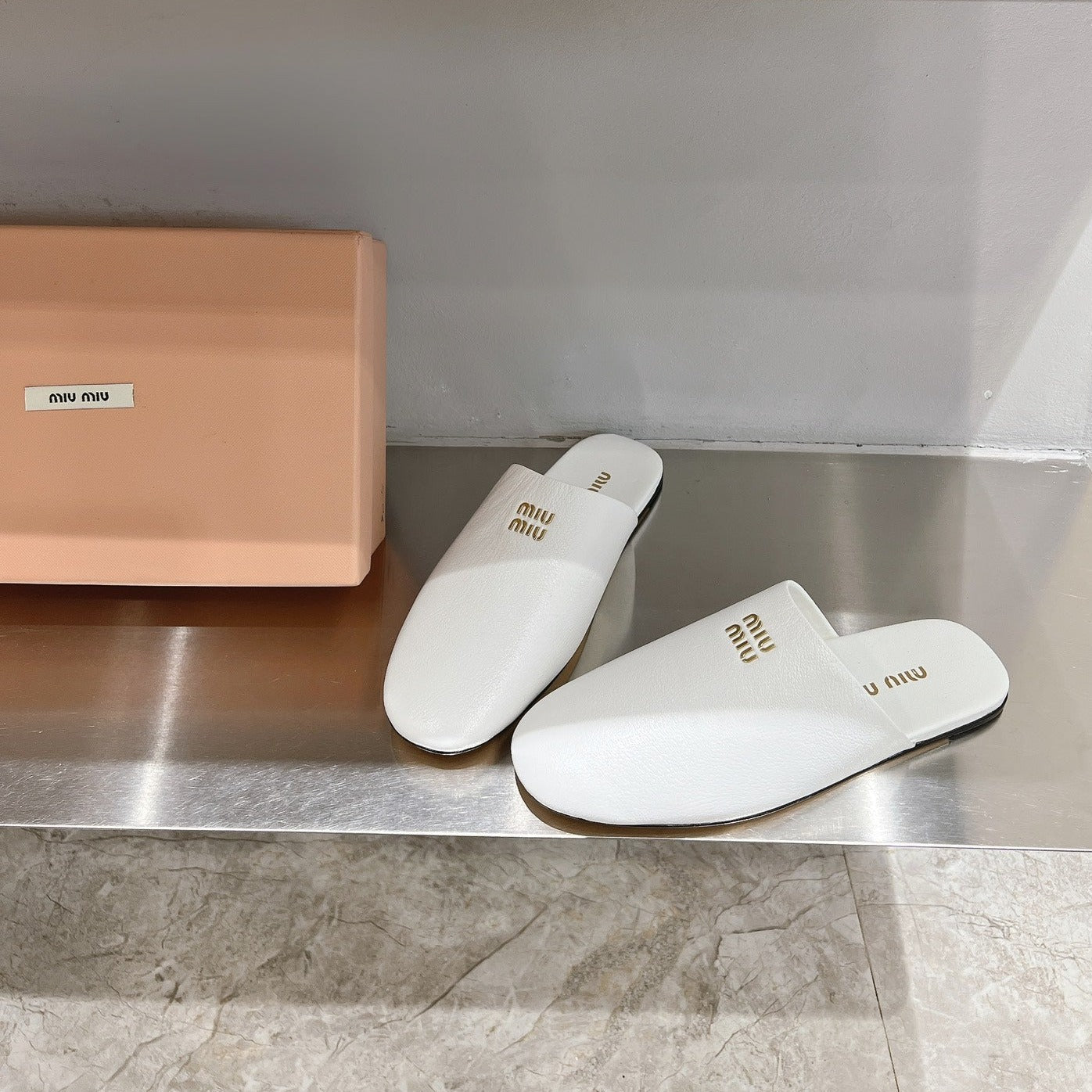 Mules Slippers White Lambskin