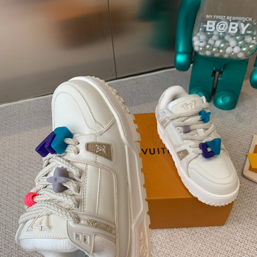 LV TRAINER MAXI SNEAKER IN WHITE CALFSKIN