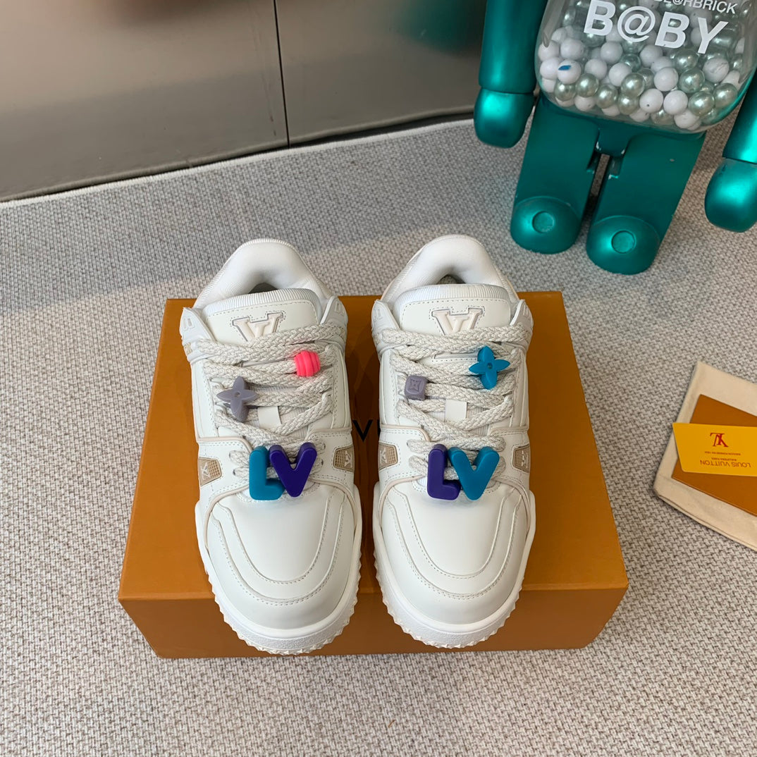 LV TRAINER MAXI SNEAKER IN WHITE CALFSKIN