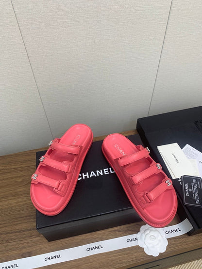 DAD SANDAL IN RED PINK LAMBSKIN MULE