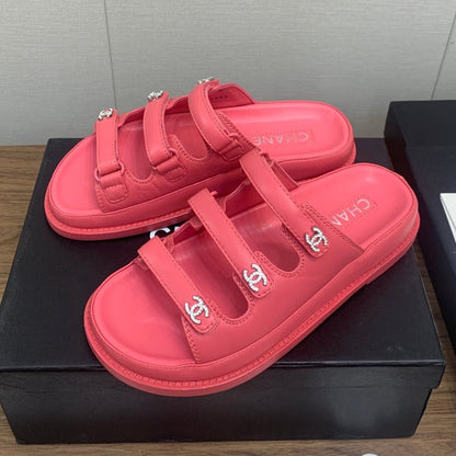 DAD SANDAL IN RED PINK LAMBSKIN MULE