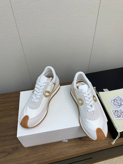 LW FLOW RUNNER SNEAKER WHITE-BROWN SUEDE