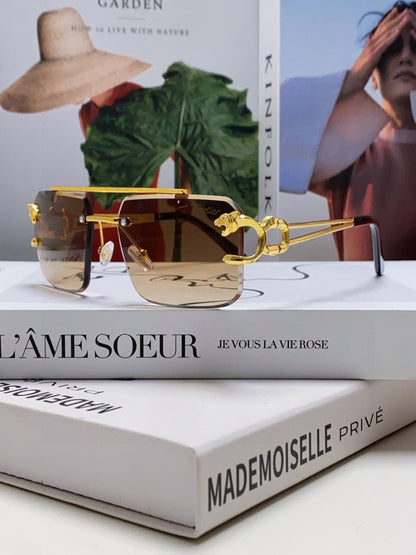 PANTHÈRE RIMLESS RECTANGULAR FRAME SUNGLASSES 543542 IN METAL