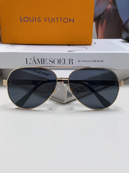 PILOT SUNGLASS 581364 IN GOLD METAL BLACK LENSES