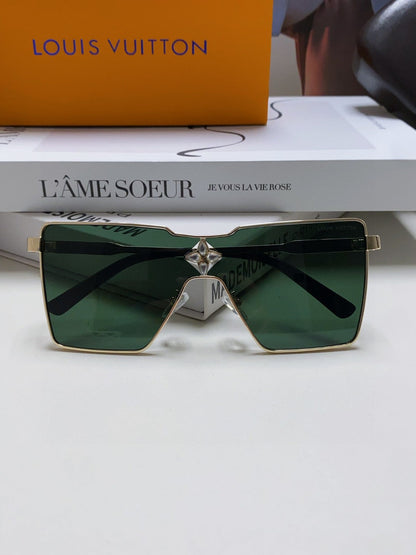 CYCLONE SUNGLASS 581373 IN GOLD METAL DARK GREEN LENSES