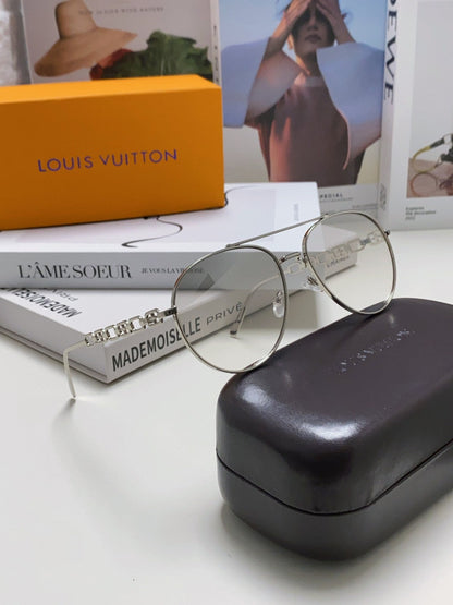 CHAIN PILOT SUNGLASS 581379 IN SILVER METAL LIGHT GREY SMOKE LENSES