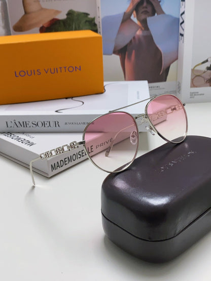 CHAIN PILOT SUNGLASS 581380 IN SILVER METAL PINK SMOKE LENSES