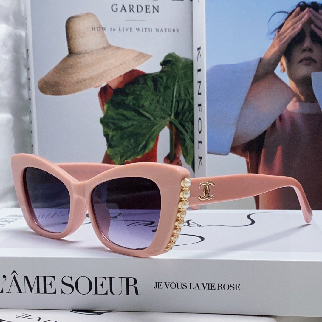 CAT EYE SUNGLASSES 632698 IN PINK ACETATE EMBOSSED PEARL