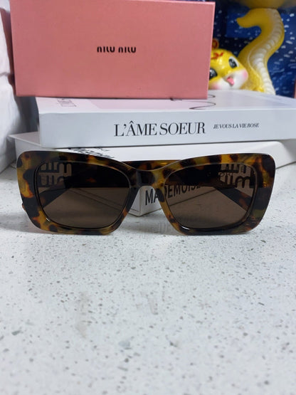 GLIMPSE SUNGLASSES 558347 IN HAVANA ACETATE GOLD EMBOSSED LOGO