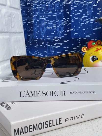 GLIMPSE SUNGLASSES 558347 IN HAVANA ACETATE GOLD EMBOSSED LOGO