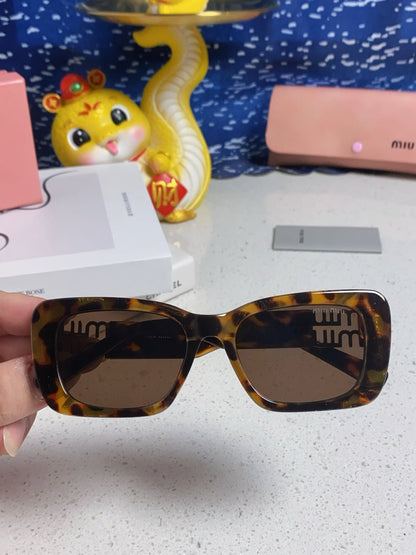 GLIMPSE SUNGLASSES 558347 IN HAVANA ACETATE GOLD EMBOSSED LOGO